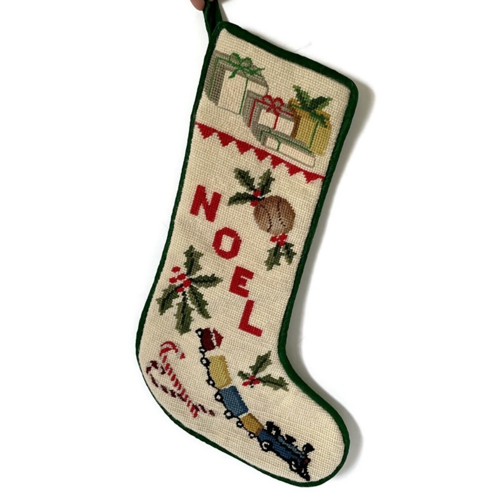Little boy needlepoint stocking